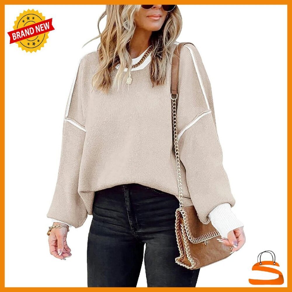 Oversized Batwing Sleeve Knit Pullover Sweater Women's Fall Fashion